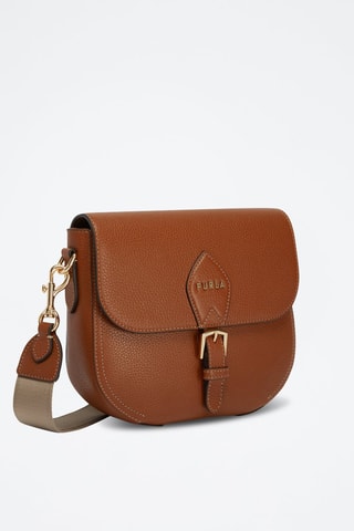 Sac bandoulière en cuir de veau S Urania - Marron