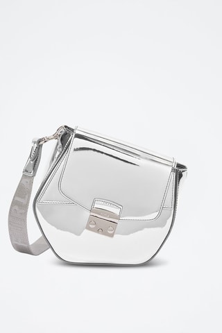 Sac bandoulière verni Metropolis Prisma - Argenté
