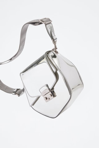 Sac bandoulière verni Metropolis Prisma - Argenté