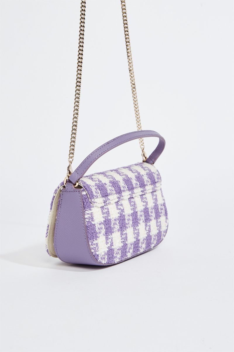 Bolso de tweed y piel - Violeta