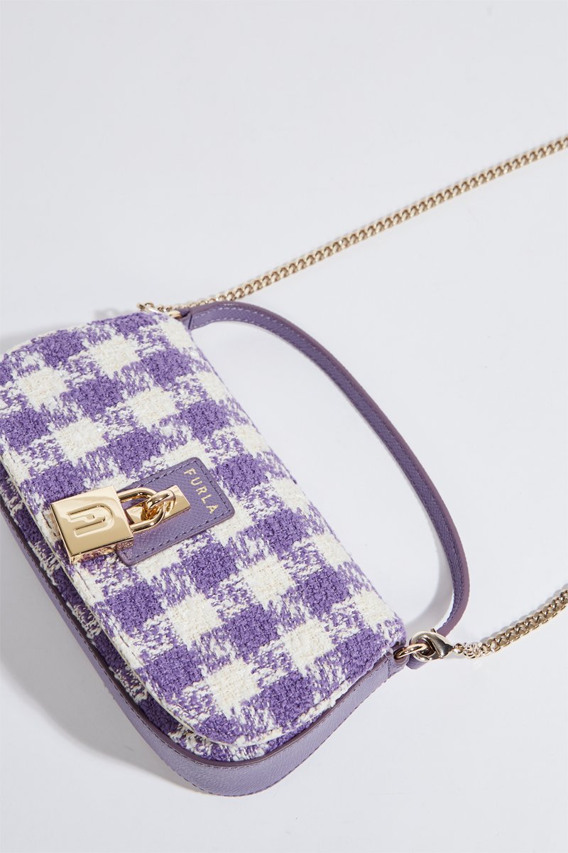 Bolso de tweed y piel - Violeta