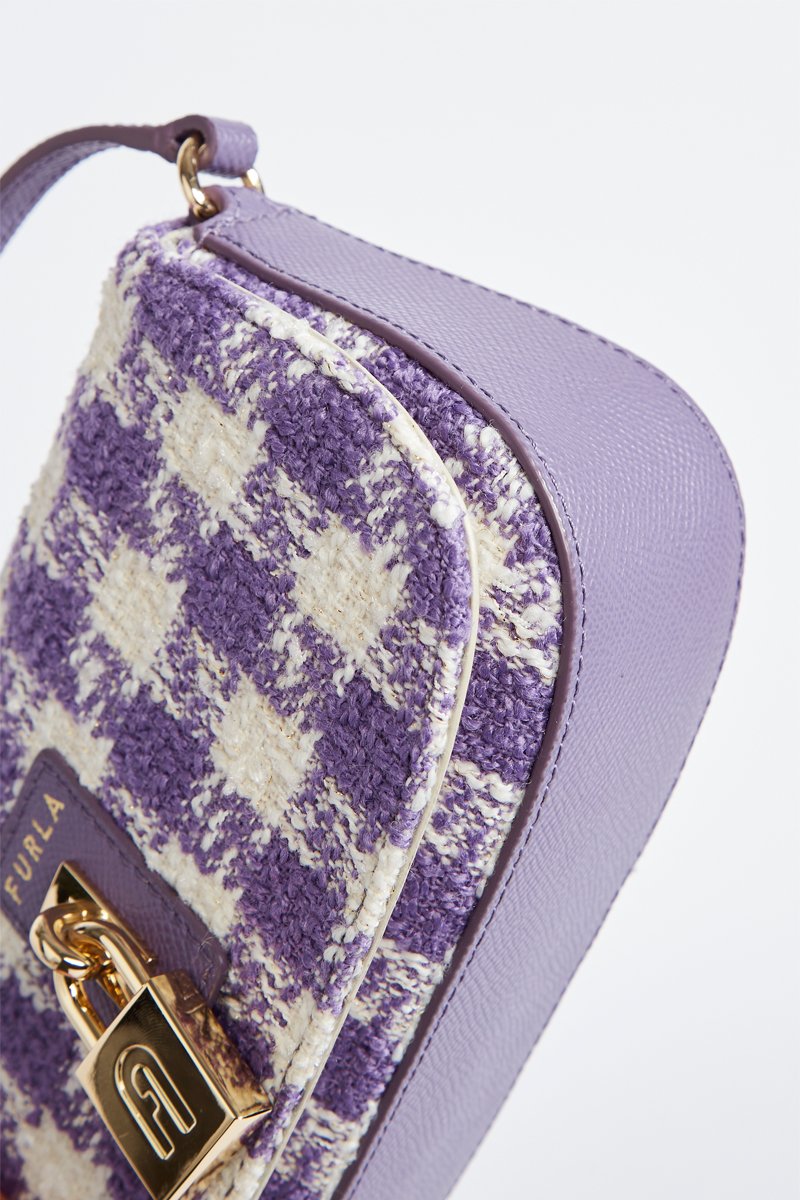 Bolso de tweed y piel - Violeta
