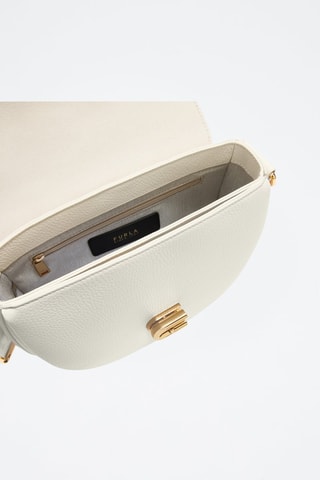 Sac bandoulière en cuir Lotus - Taille S - Blanc