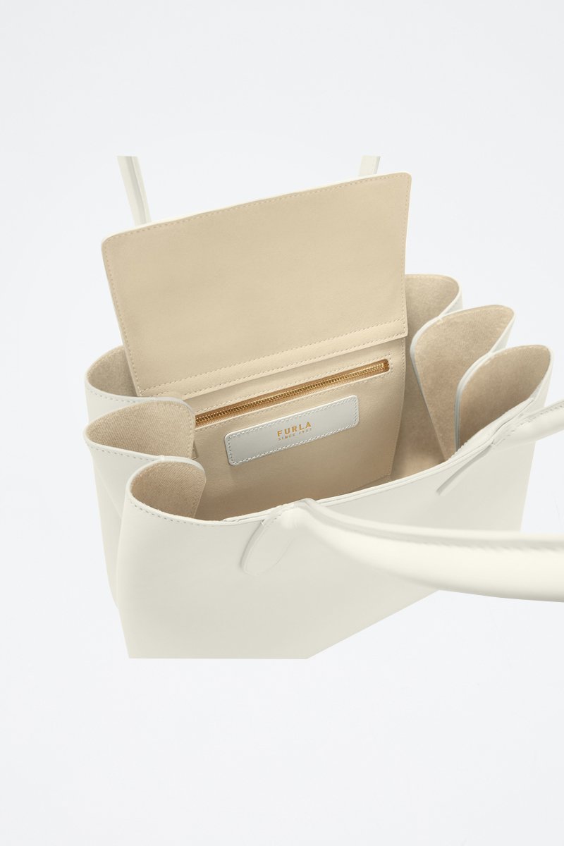 Bolso shopper de piel Meridiana - Tamaño M - Blanco