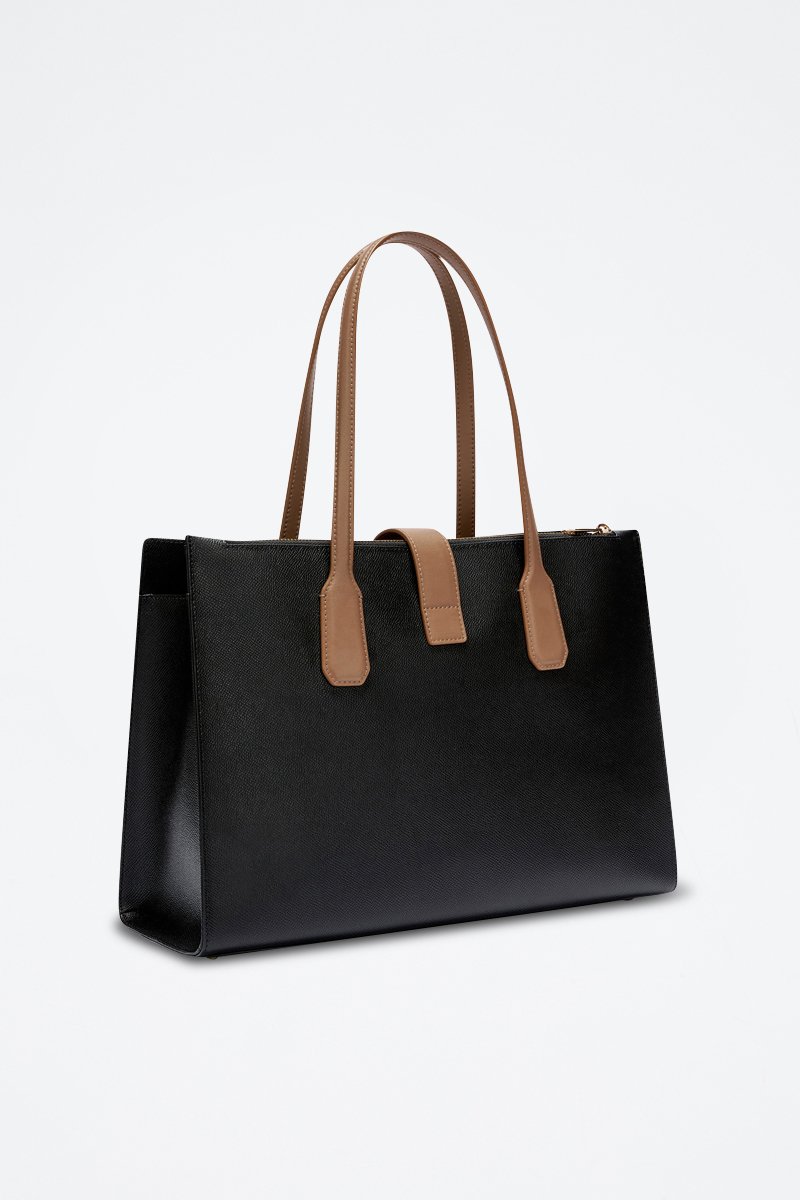 Bolso shopper de piel Metro - Tamaño L - Negro