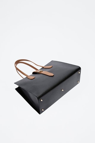 Cabas en cuir Metro - Taille L - Noir