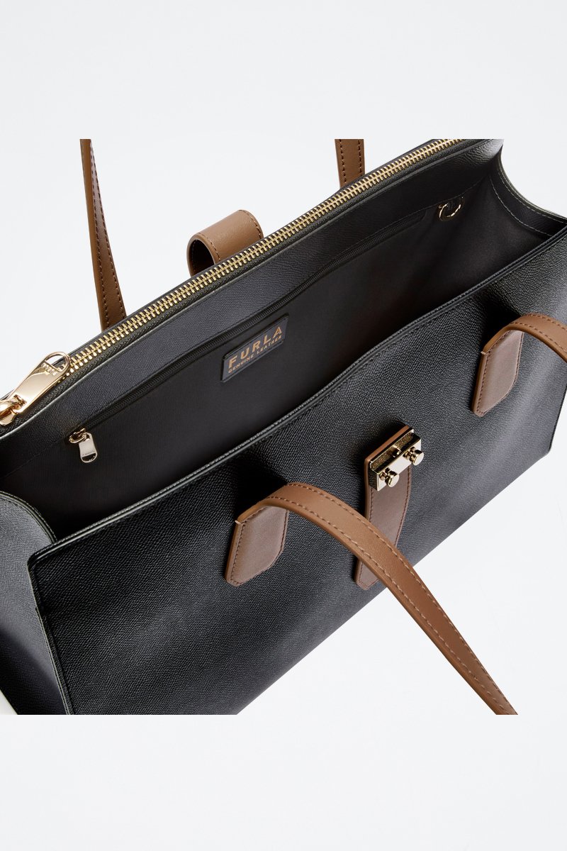 Bolso shopper de piel Metro - Tamaño L - Negro