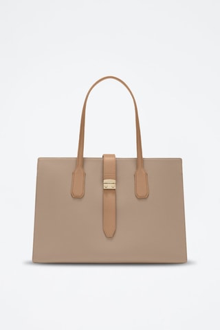 Cabas en cuir Metro - Taille L - Taupe