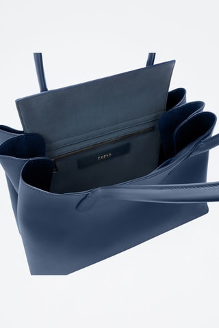 Cabas en cuir Meridiana - Taille L - Bleu marine