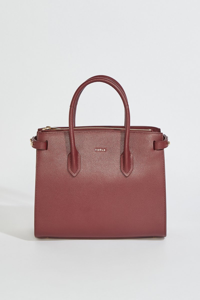 Bolso shopper de piel Gardenia - Tamaño S - Burdeos