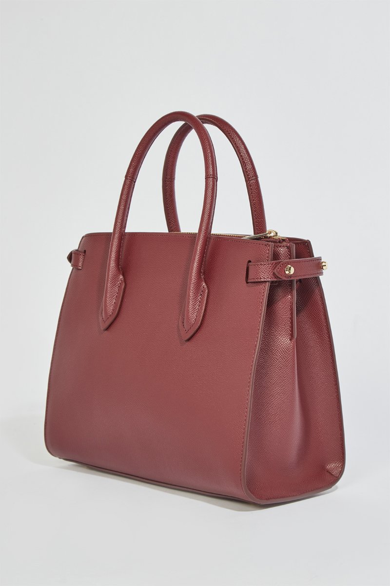 Bolso shopper de piel Gardenia - Tamaño S - Burdeos