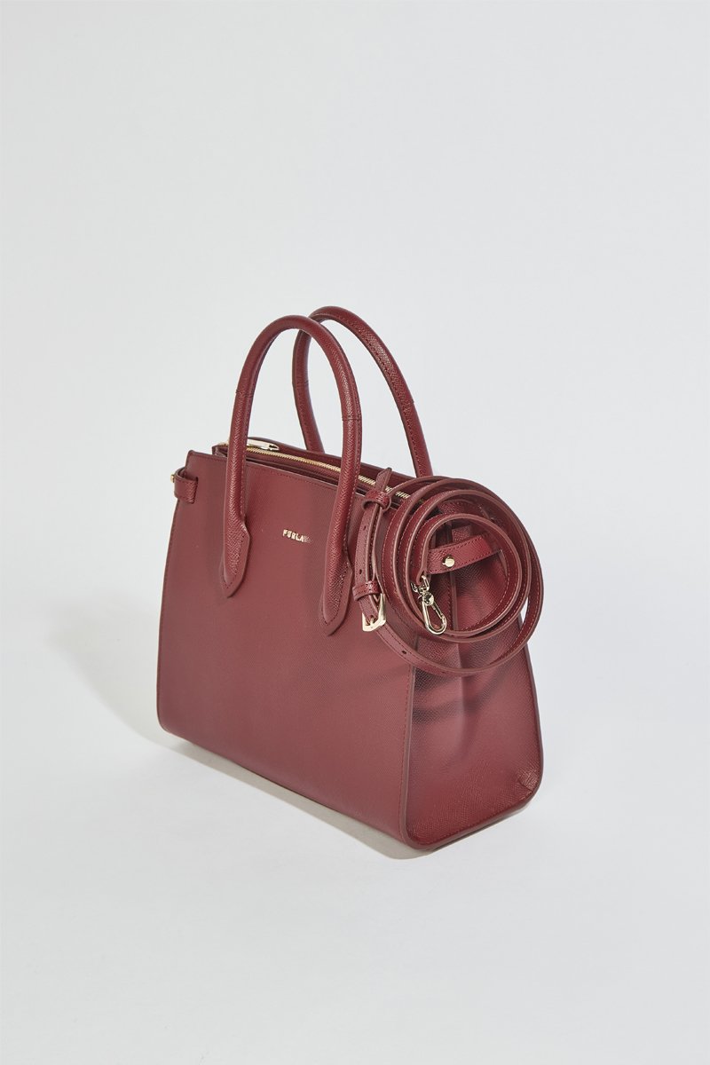 Bolso shopper de piel Gardenia - Tamaño S - Burdeos