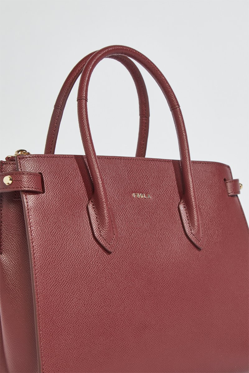 Bolso shopper de piel Gardenia - Tamaño S - Burdeos