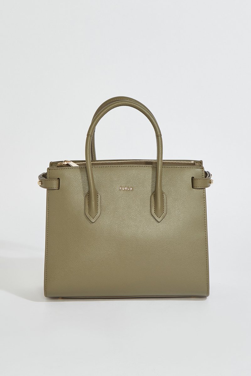 Bolso shopper de piel Gardenia - Tamaño S -  Caqui