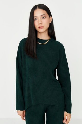 Camisola e calças wide legs - Verde-esmeralda