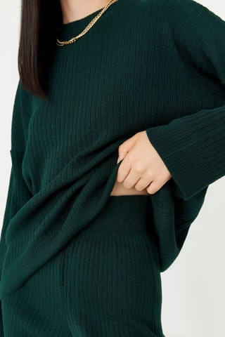 Camisola e calças wide legs - Verde-esmeralda