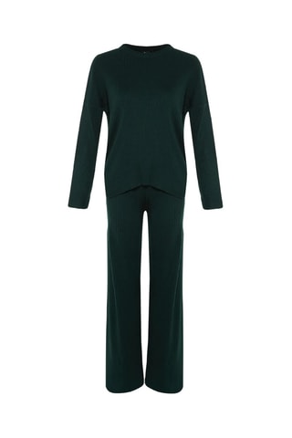 Camisola e calças wide legs - Verde-esmeralda