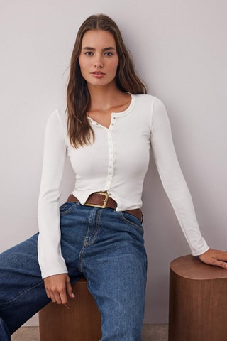 Casaco de malha curto - Cru