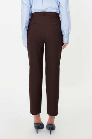 Calças corte cigarro - Castanho