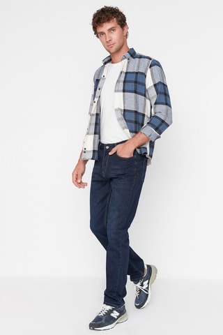 Calças de ganga regular - Azul-marinho