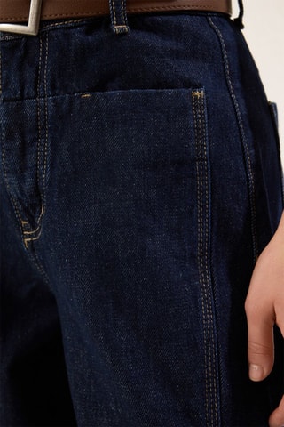 Calças de ganga wide legs - Azul-escuro