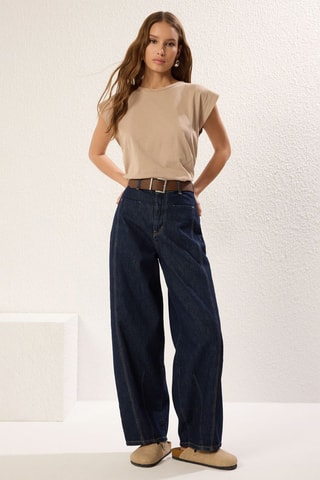 Calças de ganga wide legs - Azul-escuro