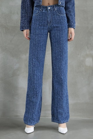 Calças de ganga wide legs - Azul mesclado