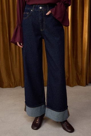 Calças de ganga wide legs - Azul-escuro