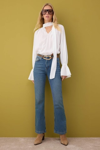 Calças de ganga flare - Azul médio