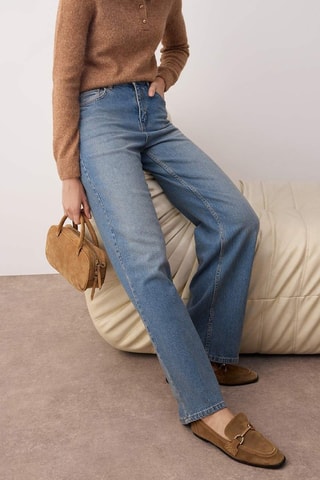 Calças de ganga wide legs - Azul médio