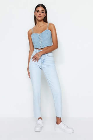 Calças de ganga slim Azul-celeste