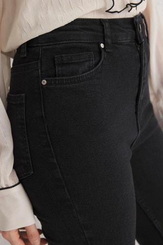 Calças de ganga flare de cintura subida - Preto