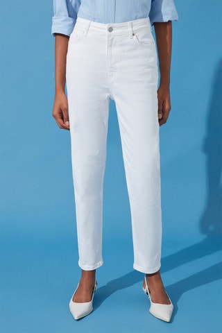 Calças de ganga momo 7/8 de cintura subida - Branco