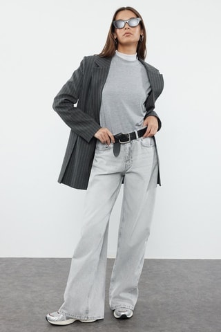 Calças de ganga palazzo - Cinzento-claro