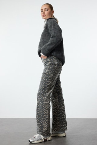 Calças de ganga wide legs - Cinzento