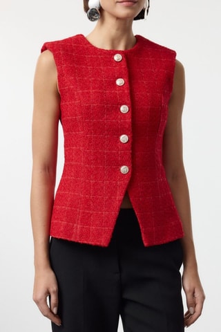 Colete de tweed - Vermelho