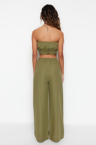 Crop top e calças de praia - Verde-escuro