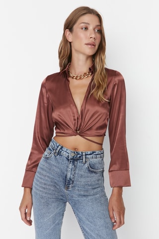 Crop top Castanho