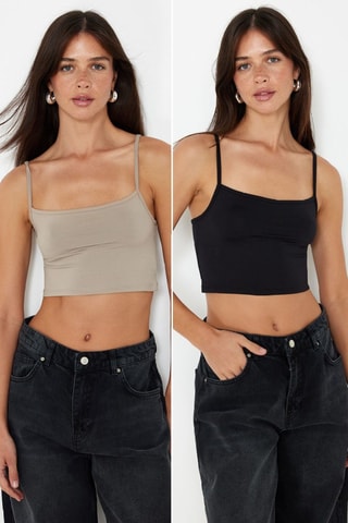2 crop tops - Preto e bege