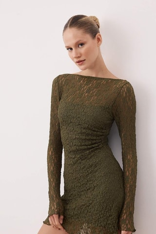 Vestido em renda - Caqui