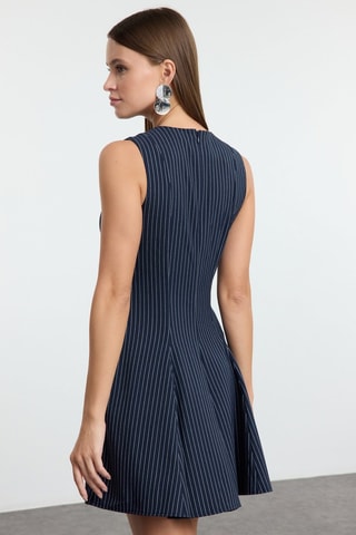 Vestido estilo patinadora - Azul-marinho e branco