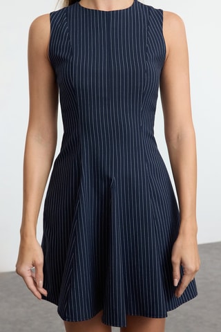 Vestido estilo patinadora - Azul-marinho e branco