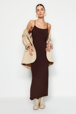 Vestido comprido Castanho