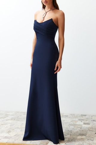 Vestido cai-cai comprido - Azul