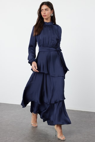 Vestido comprido - Azul-marinho