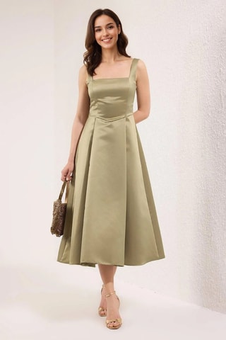 Vestido trapézio sem mangas - Verde-azeitona