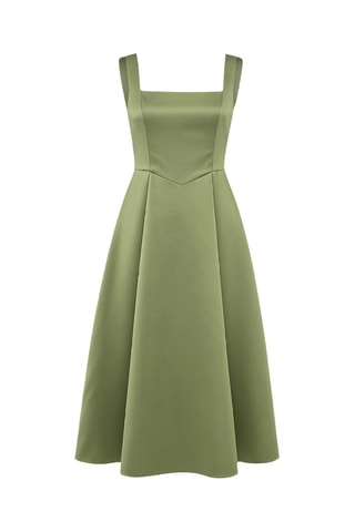Vestido trapézio sem mangas - Verde-azeitona