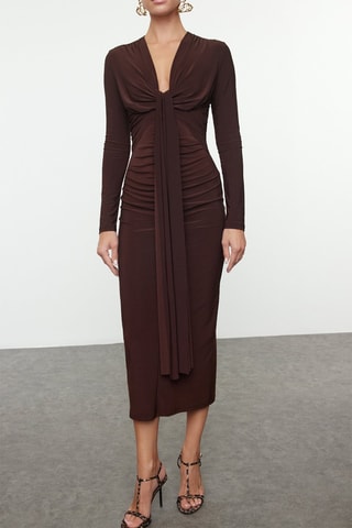 Vestido midi - Castanho-escuro