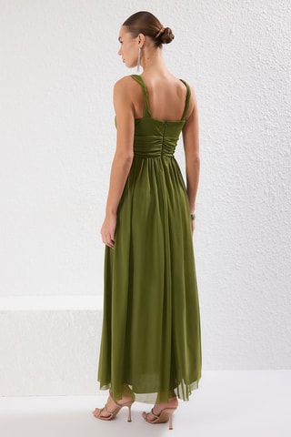 Vestido comprido - Verde-azeitona