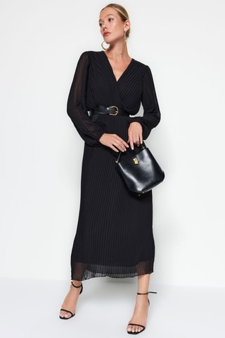 Vestido plissado - Preto